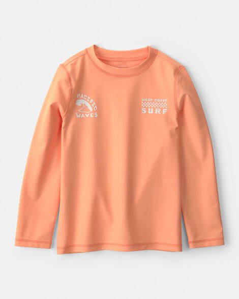 boys west coast surf' long-sleeve rashguard top - orange