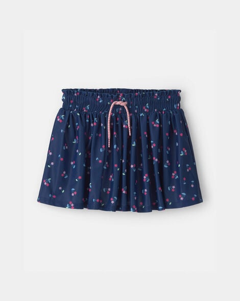 girls floral active skort - navy