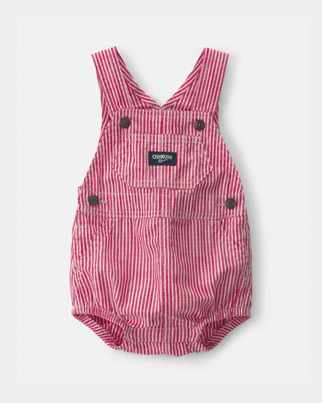 Baby Hickory Stripe Bubble Romper - Red/Ivory