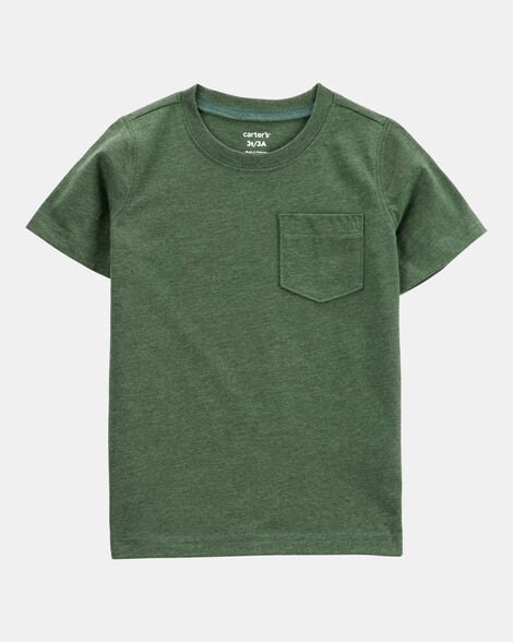 baby solid short-sleeve pocket tee - dark green
