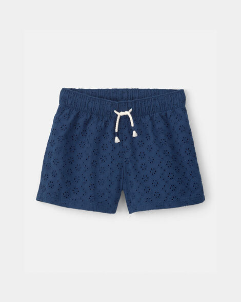 girls eyelet shorts - blue