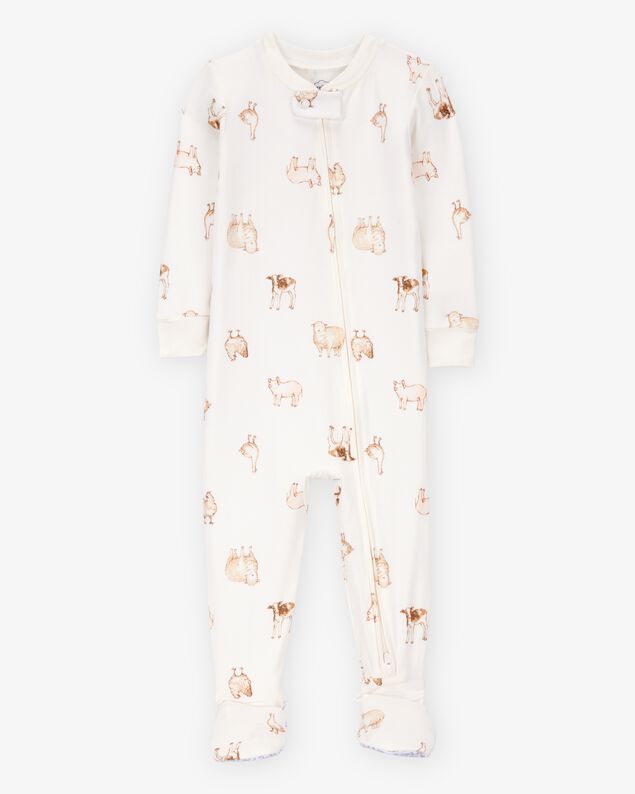 Product image 1 of Baby Farm Animals Print PurelySoft Footie 1-Piece Pajamas - Ivory