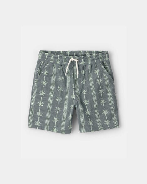 boys palm tree knit shorts - grey/green