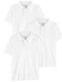 White - Kid 3-Pack Pique Cotton Uniform Polos, Selected