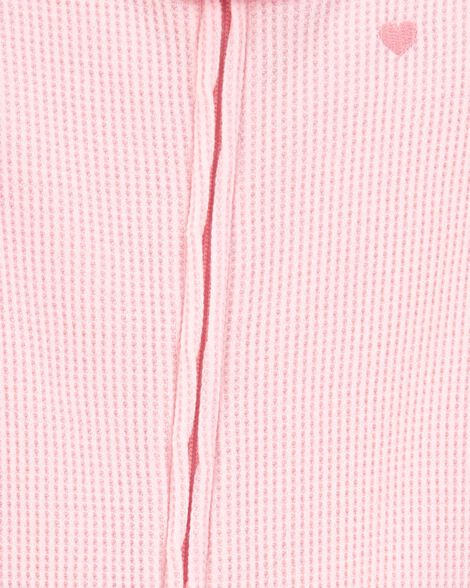 Product image 2 of Toddler Girl Heart Waffle Knit Footie 1-Piece Pajamas - Pink