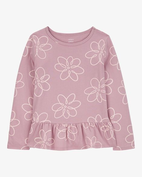  Product image 1 of Kid Floral Long-Sleeve Peplum Jersey Tee
