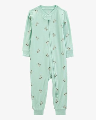 Product image 1 of Baby Palm Tree Print PurelySoft Footless 1-Piece Pajamas - Mint