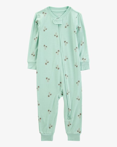  Product image 1 of Baby Palm Tree Print PurelySoft Footless 1-Piece Pajamas - Mint