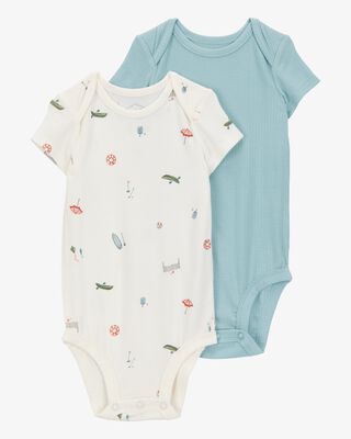 Product image 1 of Baby 2-Pack Short-Sleeve PurelySoft Bodysuits - Blue