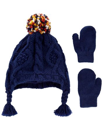 Baby 2-Pack Trapper Hat & Mittens Set