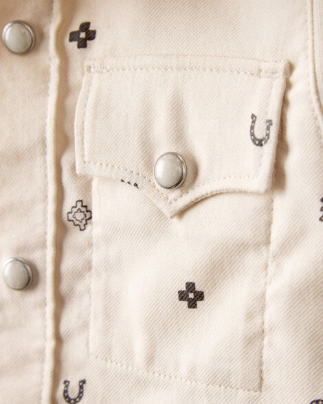Product image 2 of Baby Boy Western Print Cotton Long-Sleeve Button-Down Shirt - Ivory