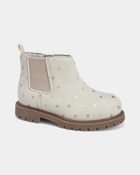 toddler girl metallic star fashion boots - ivory