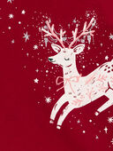 Red - Baby Reindeer Peplum Top, Selected