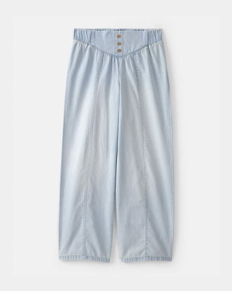 Girls Chambray Baggy Pants - Light Wash