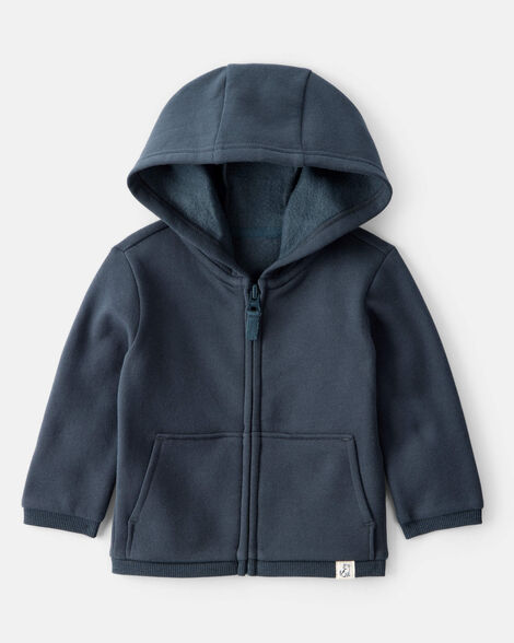 baby boy daydream fleece long-sleeve zip-up jacket - navy