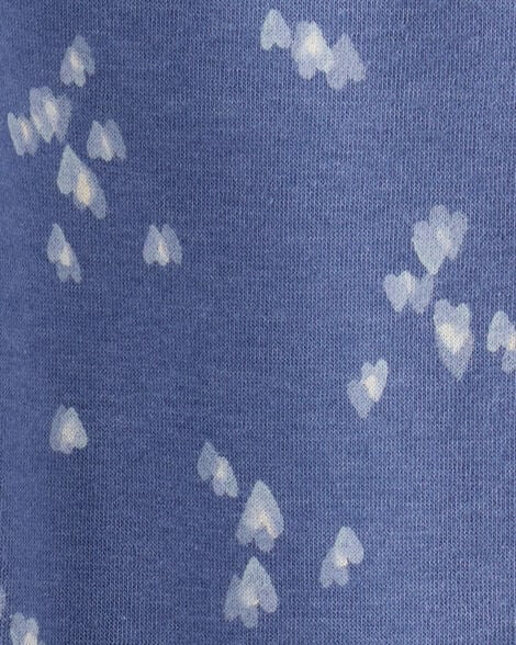 Toddler Girl Heart Print Fleece Drawstring Joggers - Blue