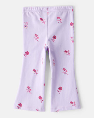 Product image 1 of Baby Girl Floral Cotton Flare Pull-On Stretch Leggings - Purple