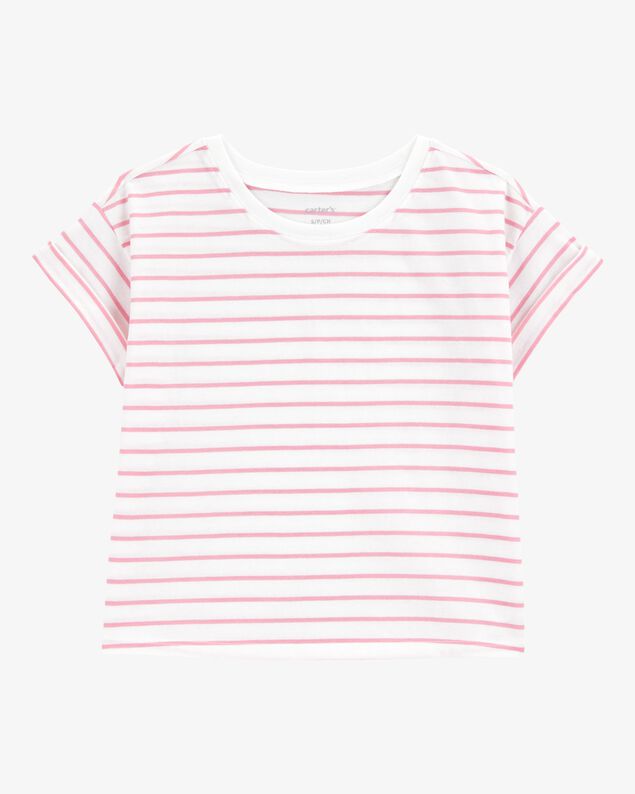 Product image 1 of Kid Striped Short-Sleeve Fashion Top - Pink