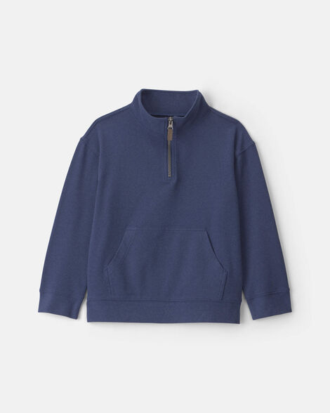 boys quarter-zip rib pullover sweatshirt - navy blue