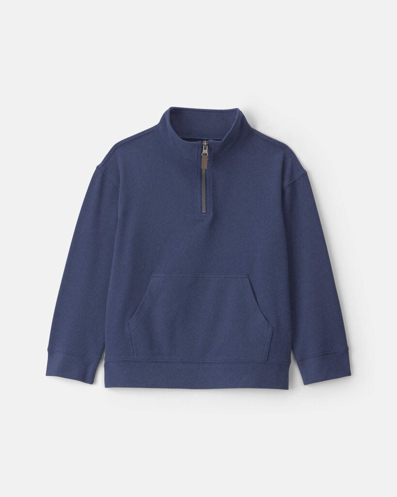 Carter's Little & Big Kid Boys Mock Neck Long Sleeve Casual Quarter-Zip Pullover, 12, Blue