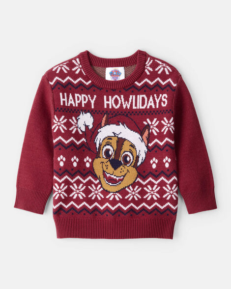 toddler boy paw patrol christmas sweater - red