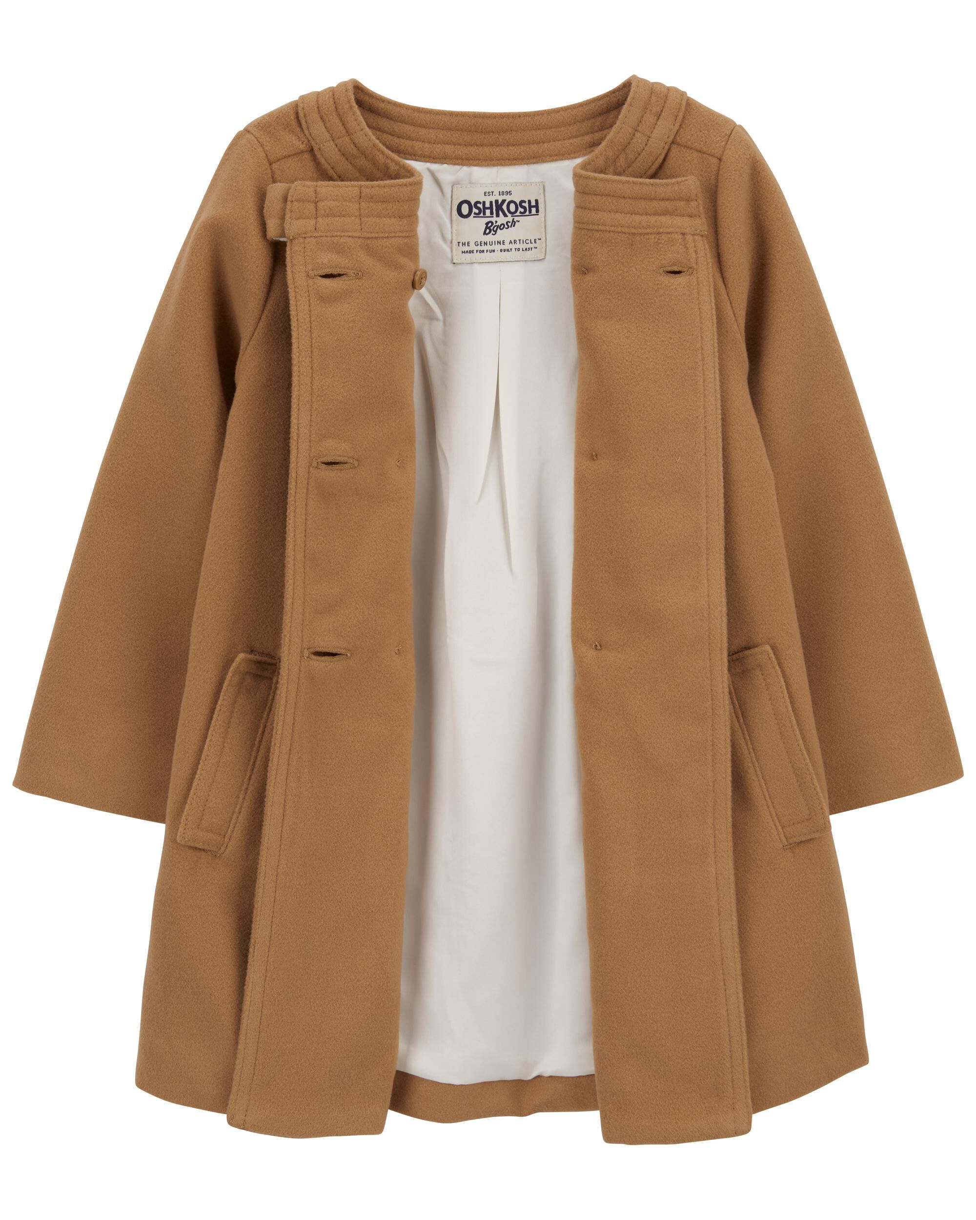 Toddler Soft Felt Button Front Coat