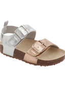 Multi - Kid Buckle Faux Cork Sandals, Selected