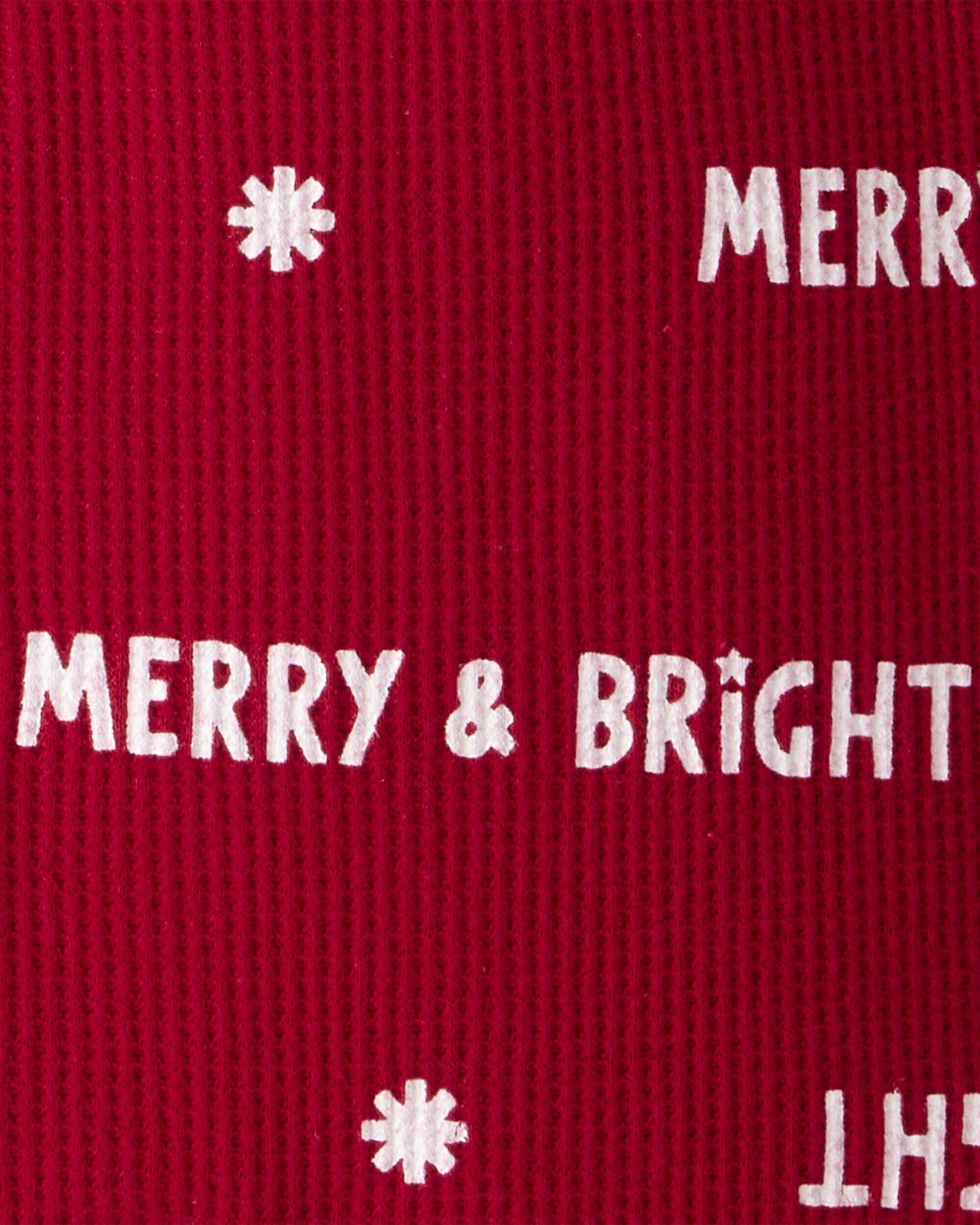 Baby Merry & Bright Christmas Cotton Long-Sleeve Loose Fit 2-Way Zip 1-Piece Pajamas - Red
