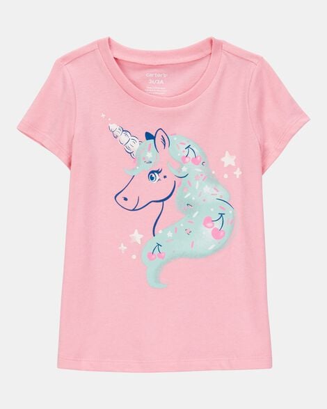 toddler girl unicorn short-sleeve graphic tee - pink