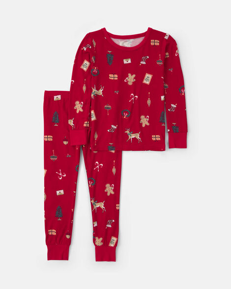 toddler 2-piece christmas purelysoft™ snug fit pajama set - red