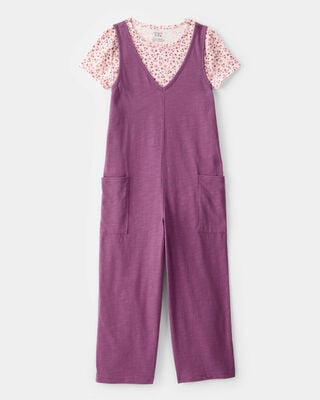 Product image 1 of Kid 2-Piece Floral Tee & Jumpsuit Set - Purple/Pink