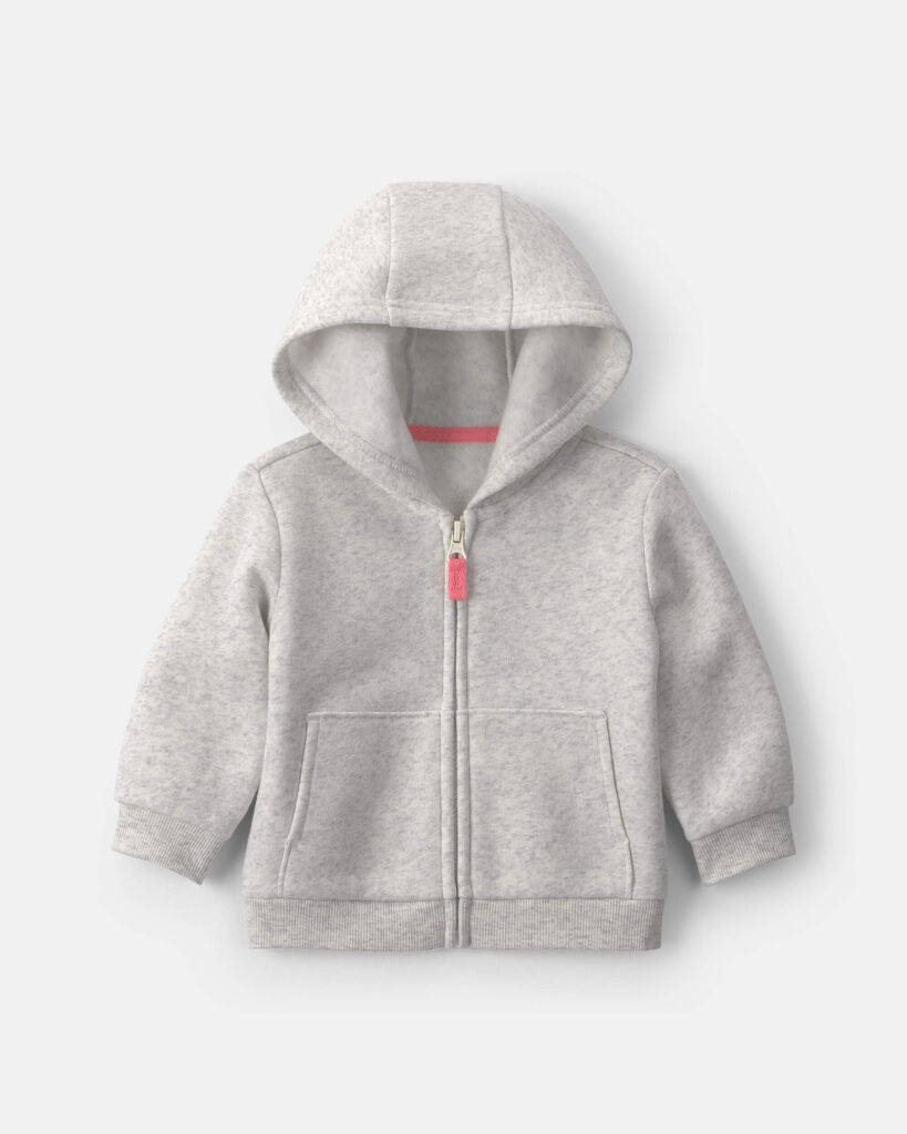 Carter's baby girl fleece zip-up hoodie 12M Heather Grey