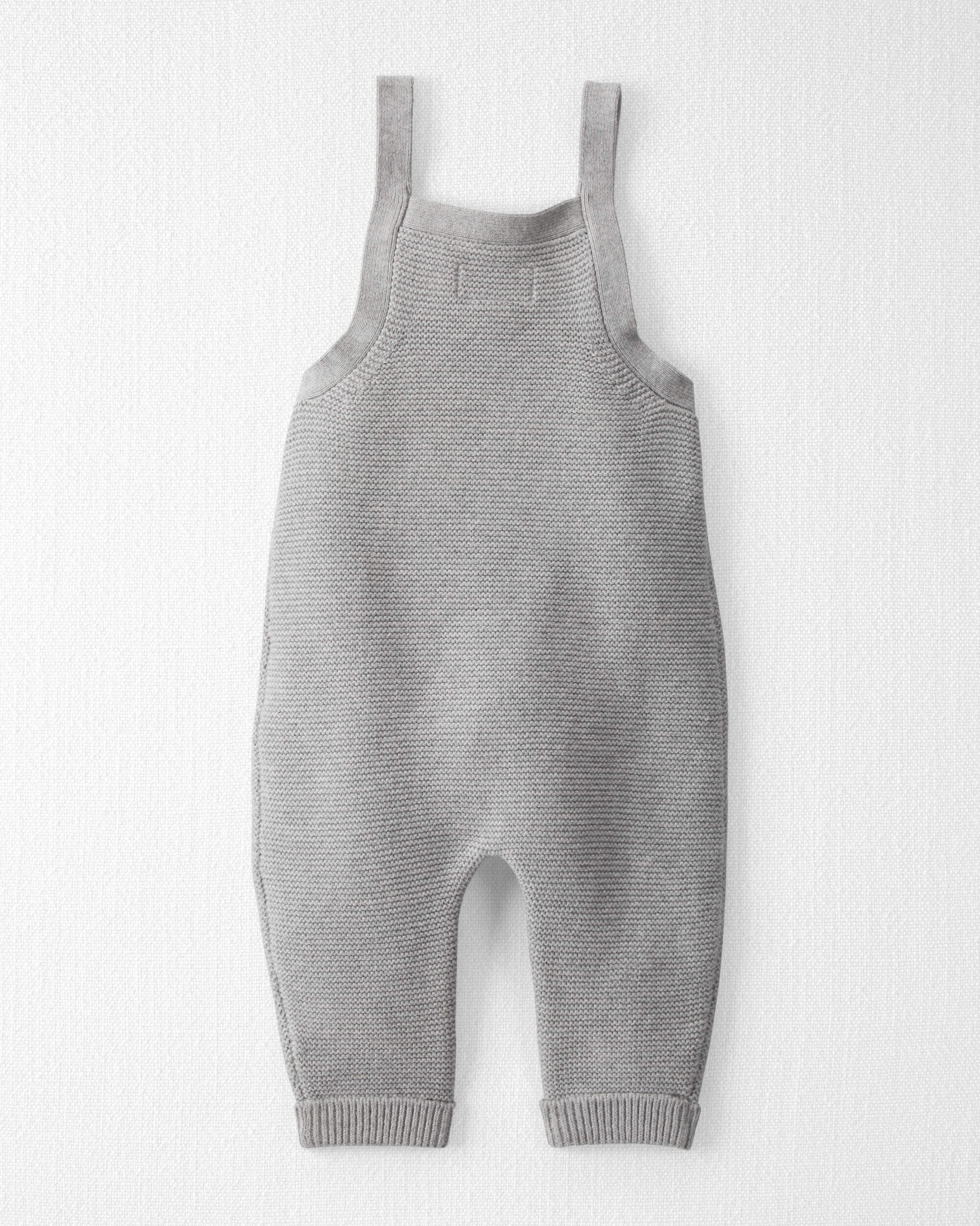 Baby Organic Cotton Sweater Knit Overalls Heather Grey