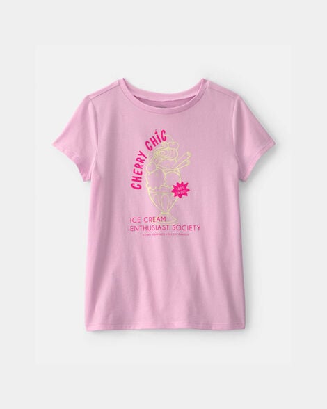 girls 'cherry chic' ice cream graphic tee - pink