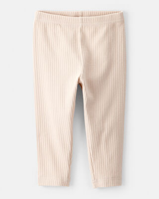 Product image 1 of Baby Girl Cotton Ribbed Stretch Leggings - Cream
