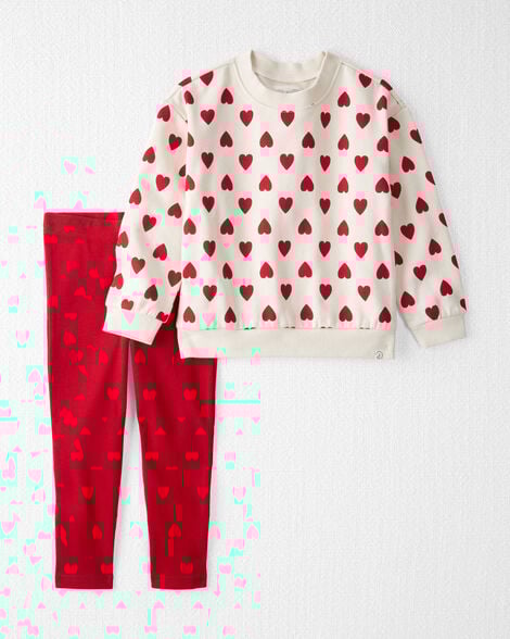 Toddler Girl 2-Piece Set Made with Organic Cotton in Forever Hearts Print