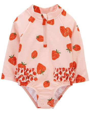 Baby Strawberry 1-Piece Half-Zip Rashguard