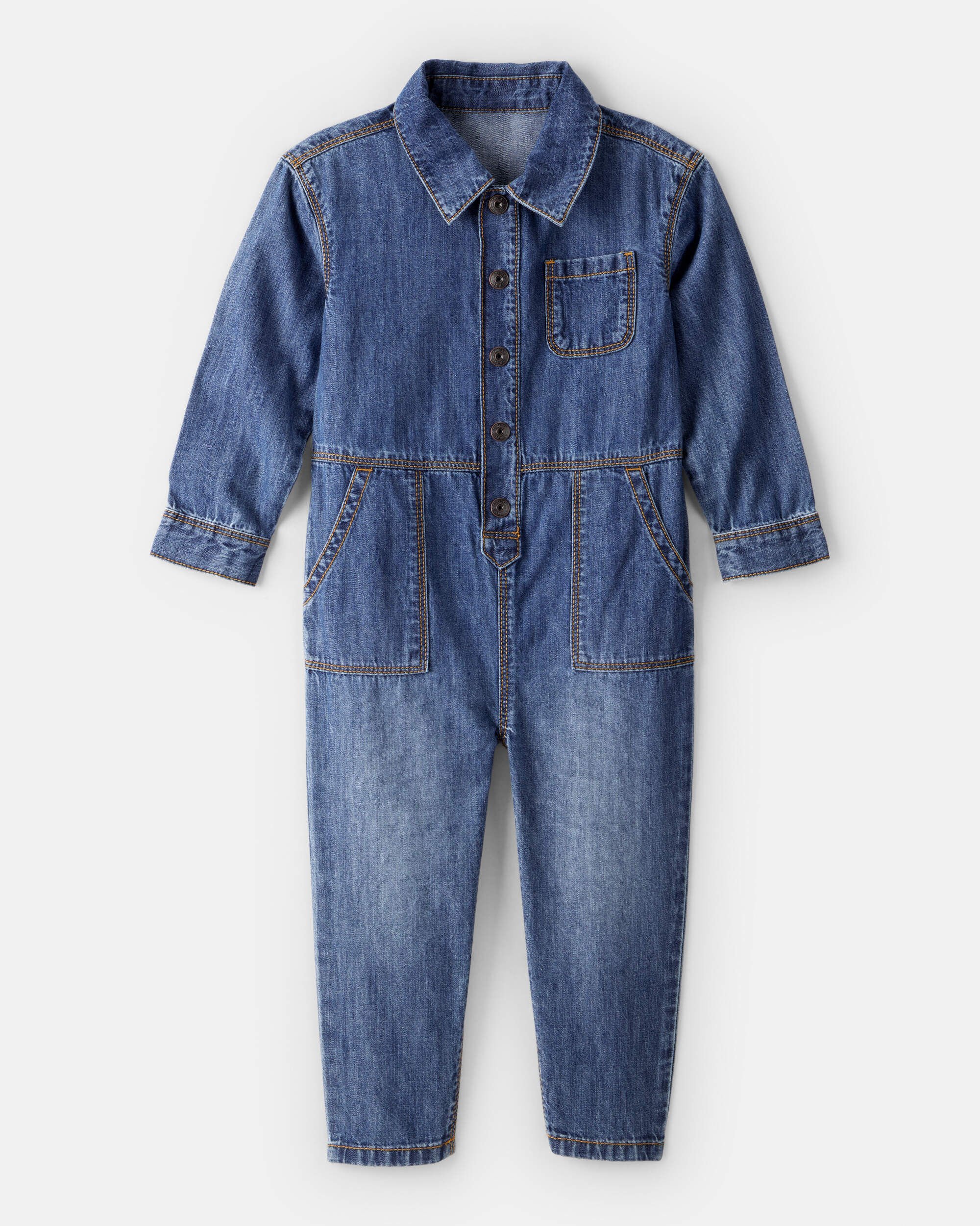 Toddler Boy Denim Long-Sleeve Jumpsuit - Blue