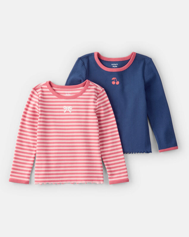 Product image 1 of Toddler Girl 2-Pack Long-Sleeve Tops - Blue/Pink