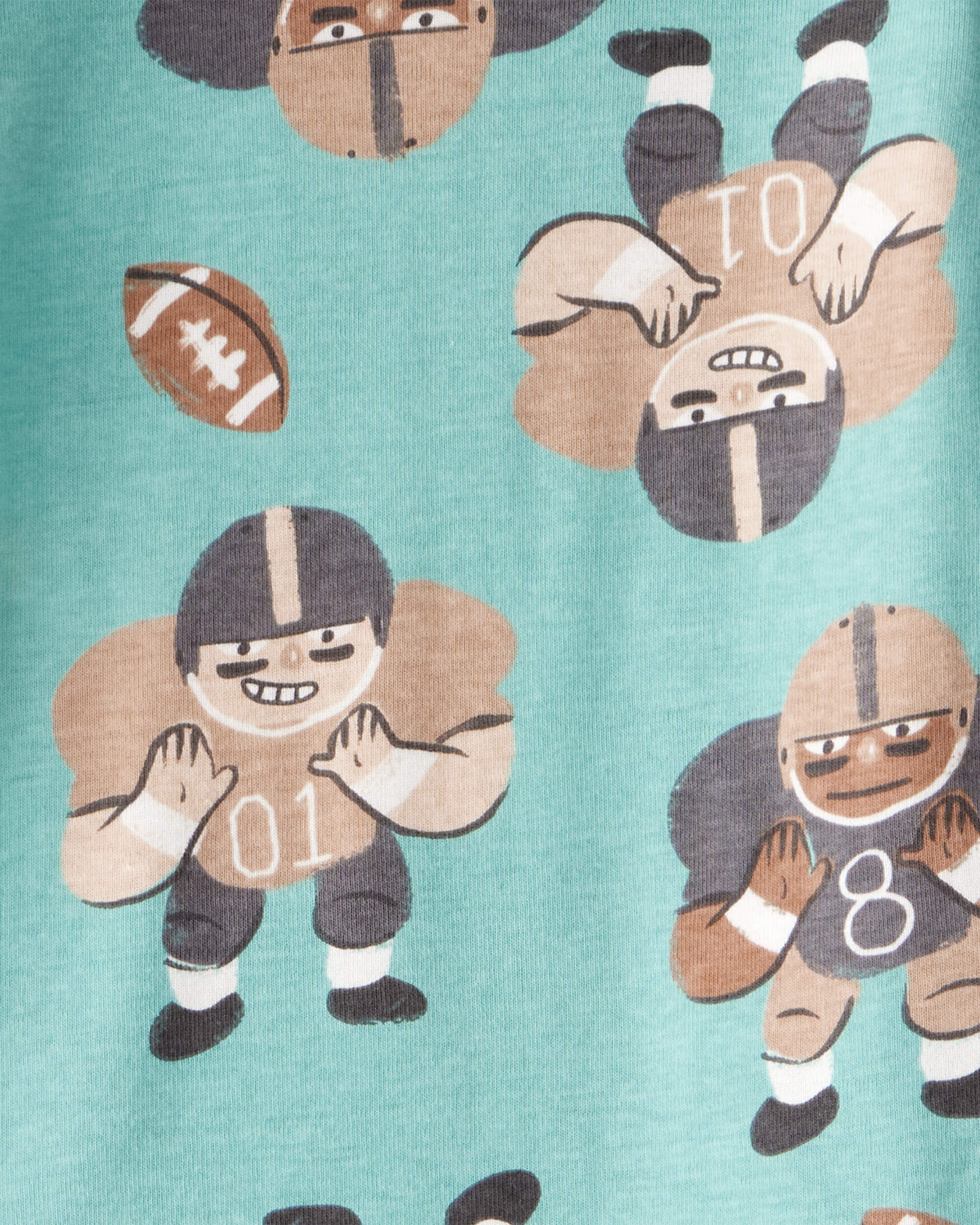 Toddler Boy Football Print 100% Cotton Long-Sleeve 4-Piece Pajamas - Blue