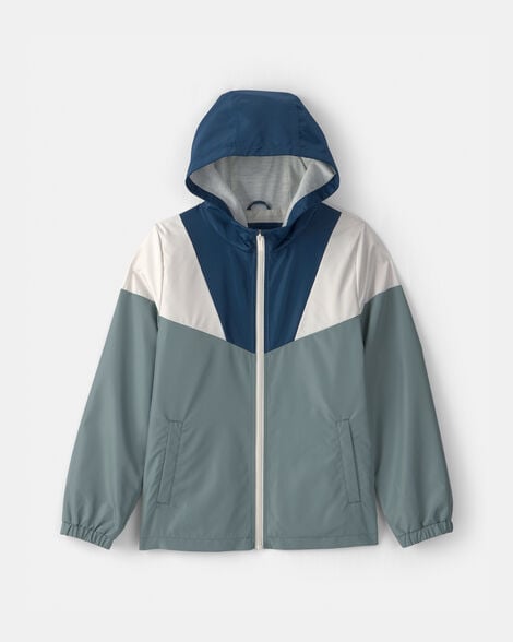 boys colorblock windbreaker - blue/green