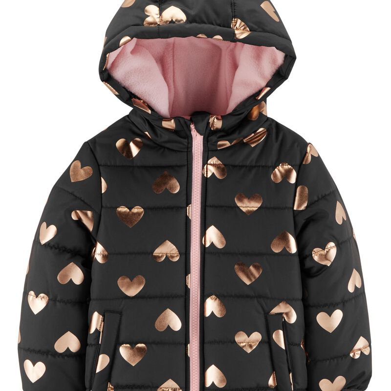 Foil Heart Puffer Jacket