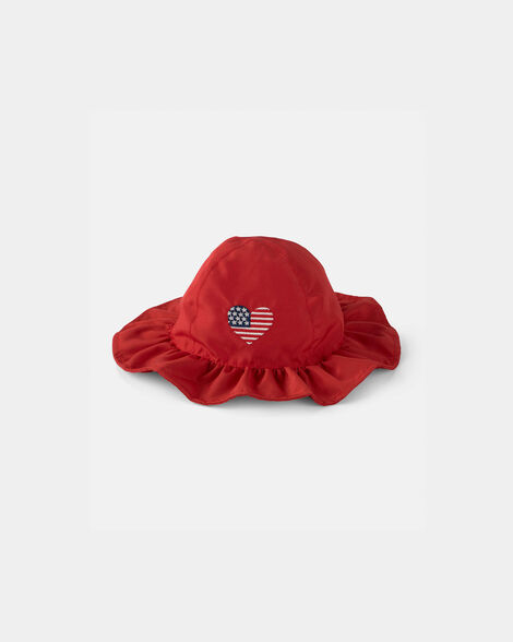 baby girl american flag sun hat - red