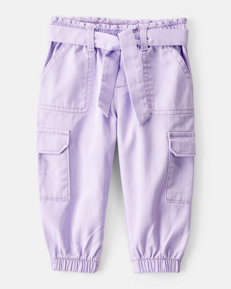 baby girl cotton cargo joggers - purple