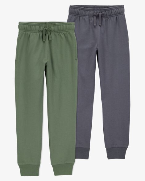 Product image 1 of Toddler 2-Pack Pull-On Drawstring Joggers - Grey/Green