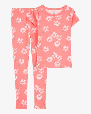 Product image 1 of Kid 2-Piece Floral Print 100% Snug Fit Cotton Pajamas - Coral