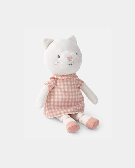 toddler kitten dress-up plush toy - pink/white