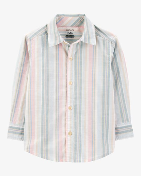 Product image 1 of Toddler Striped Woven Long-Sleeve Button-Down Shirt