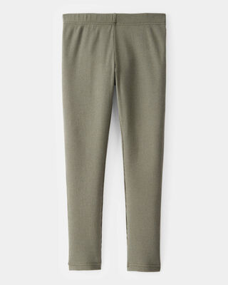 Product image 2 of Kid Solid Cotton Ribbed Stretch Leggings - Green