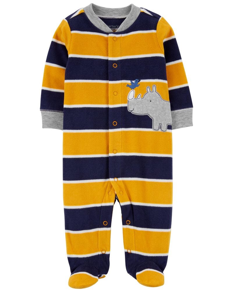 Yellow/Grey Baby Rhino Snap-Up Fleece Sleep & Play | carters.com